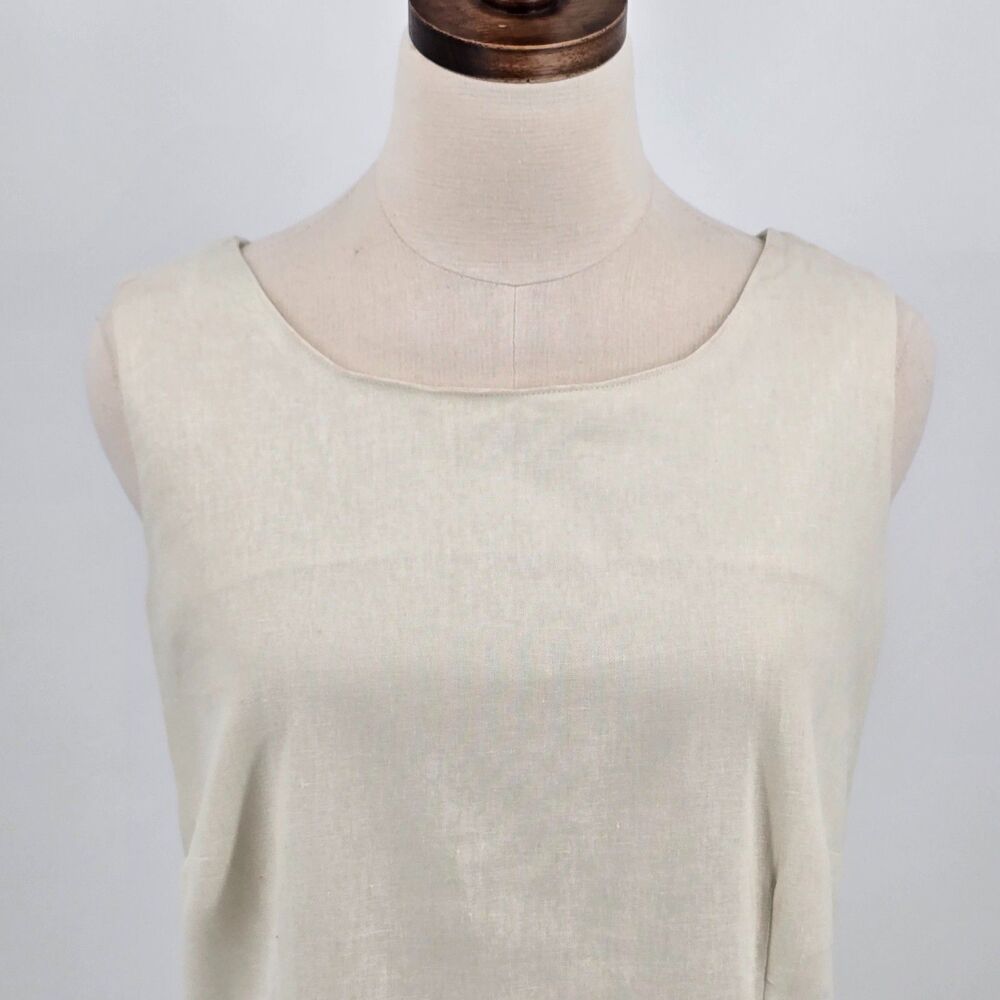 Chadwicks Linen Blend Sheath Dress Size 12TL Off White Lined Classic